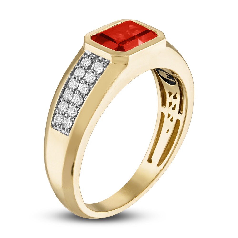 1933 by Esquire Men\'s Lab-Created Ruby Ring 1/5 ct tw Diamonds 10K Yellow Gold 01q6wWxz