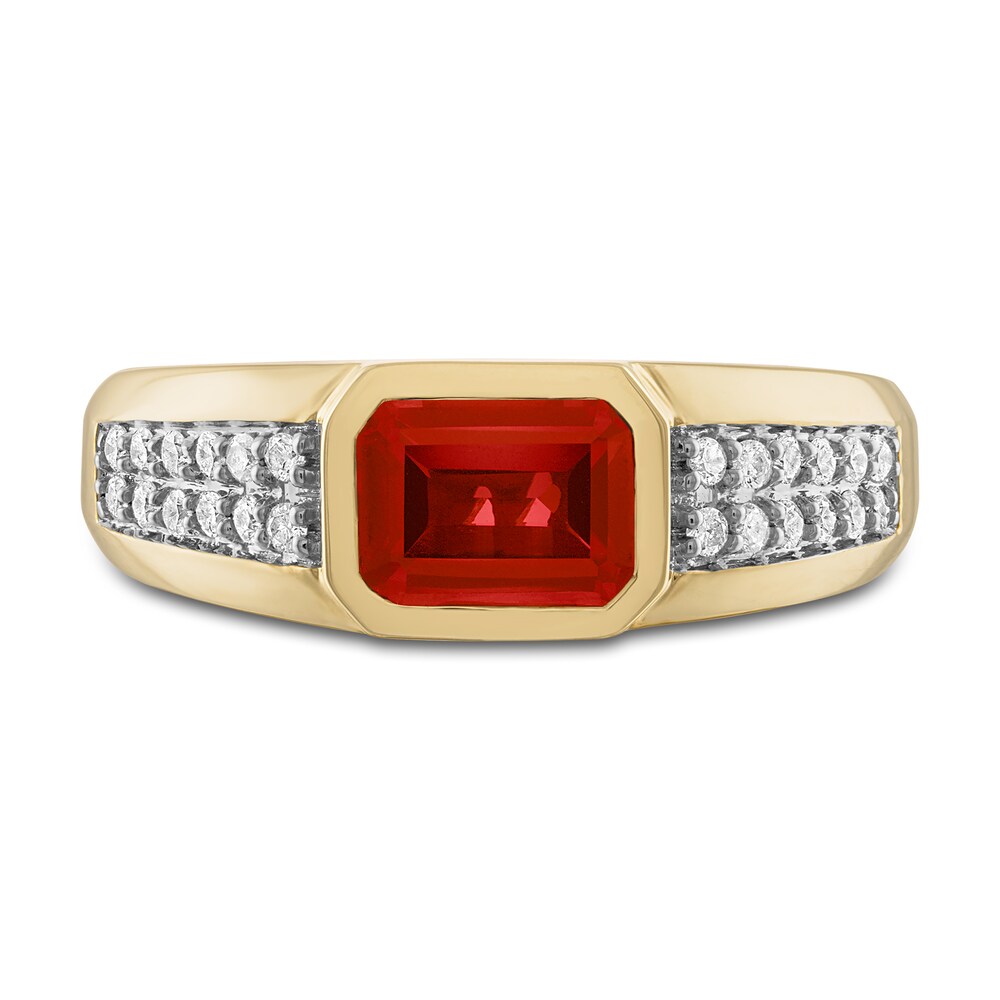 1933 by Esquire Men\'s Lab-Created Ruby Ring 1/5 ct tw Diamonds 10K Yellow Gold 01q6wWxz