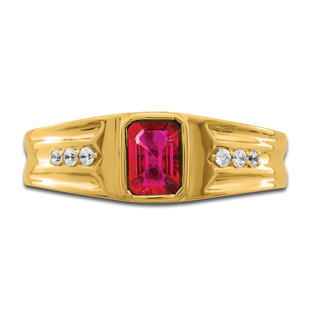 Men\'s Natural Ruby Ring 1/10 ct tw Round 14K Yellow Gold 0FdWvWNy