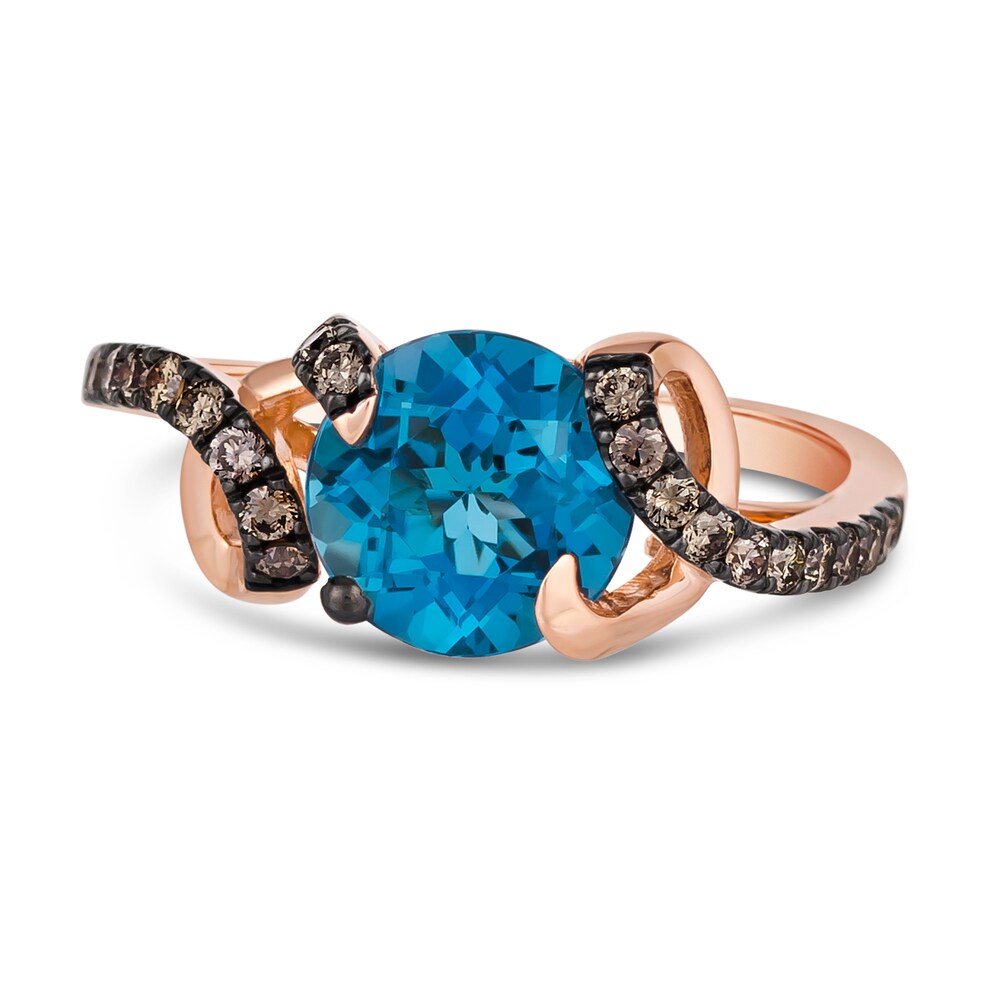 Le Vian Wrapped In Chocolate Natural Blue Topaz Ring 1/4 ct tw Diamonds 14K Strawberry Gold 0Ijdwgl8