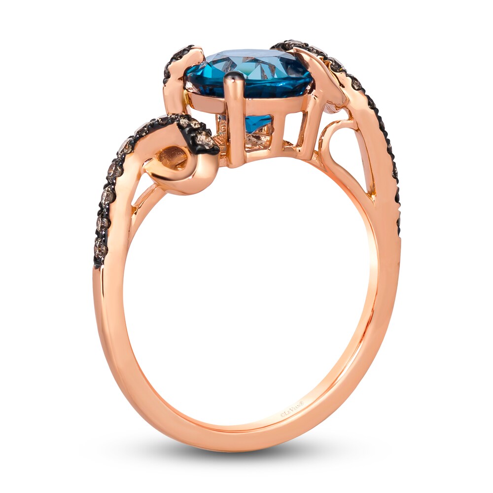 Le Vian Wrapped In Chocolate Natural Blue Topaz Ring 1/4 ct tw Diamonds 14K Strawberry Gold 0Ijdwgl8