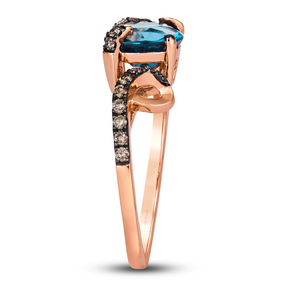 Le Vian Wrapped In Chocolate Natural Blue Topaz Ring 1/4 ct tw Diamonds 14K Strawberry Gold 0Ijdwgl8