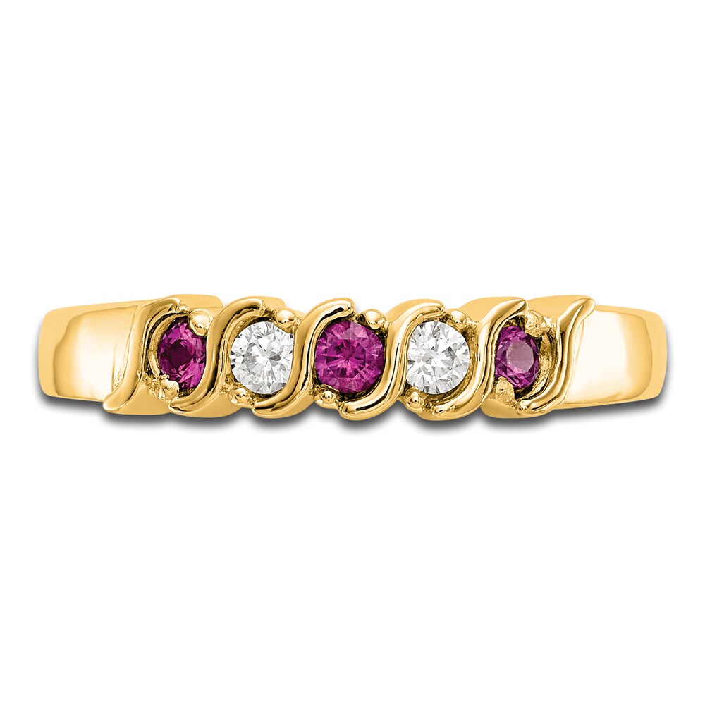 Natural Ruby Stackable Ring 1/10 ct tw Diamonds 14K Yellow Gold 0JSHLdCu