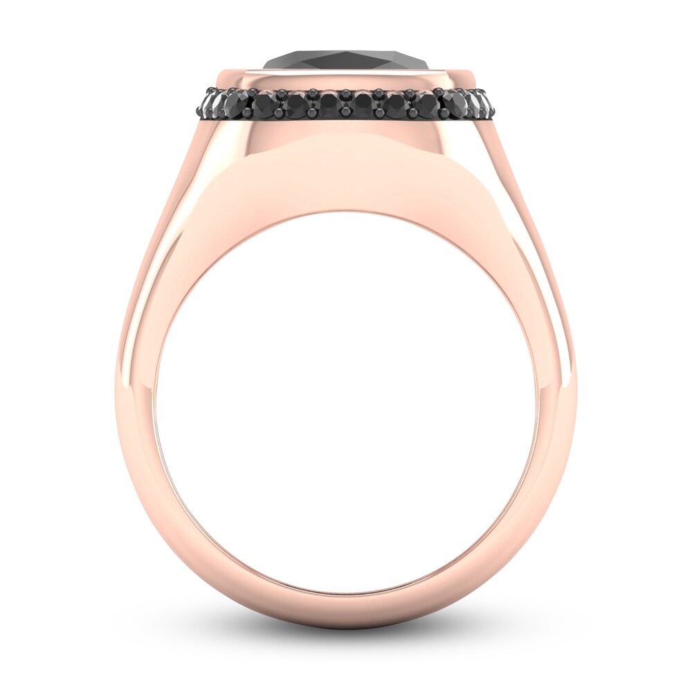 Black Diamond & Natural Black Onyx Ring 1/4 ct tw Round 10K Rose Gold 0Jpq4fbE