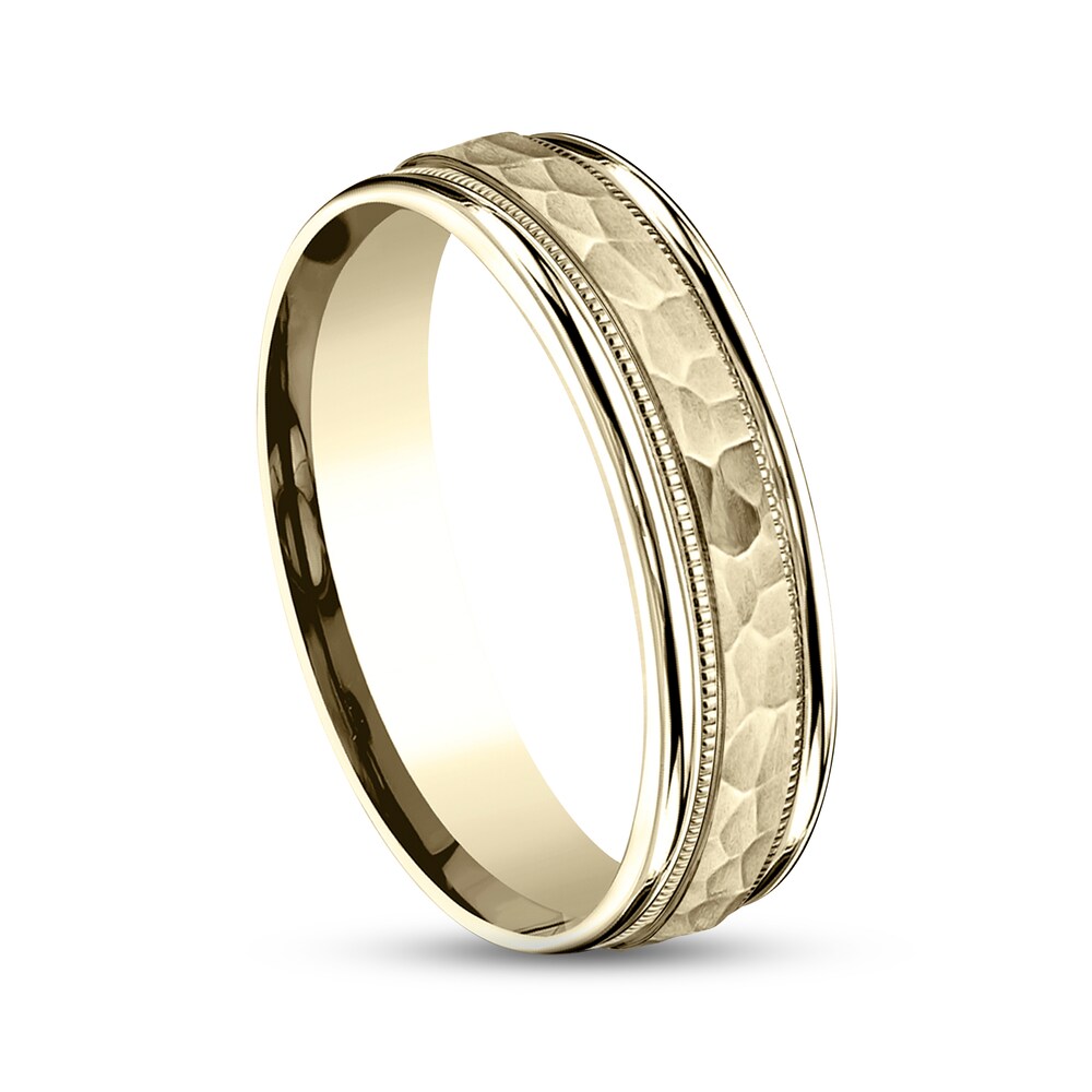 Hammered Wedding Band 10K Yellow Gold 6mm 0OGJGTEd