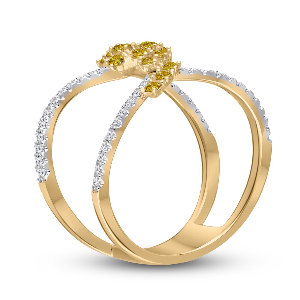 Kallati Natural Yellow Diamond Ring 3/4 ct tw Round 14K Yellow Gold 0apGN1rh