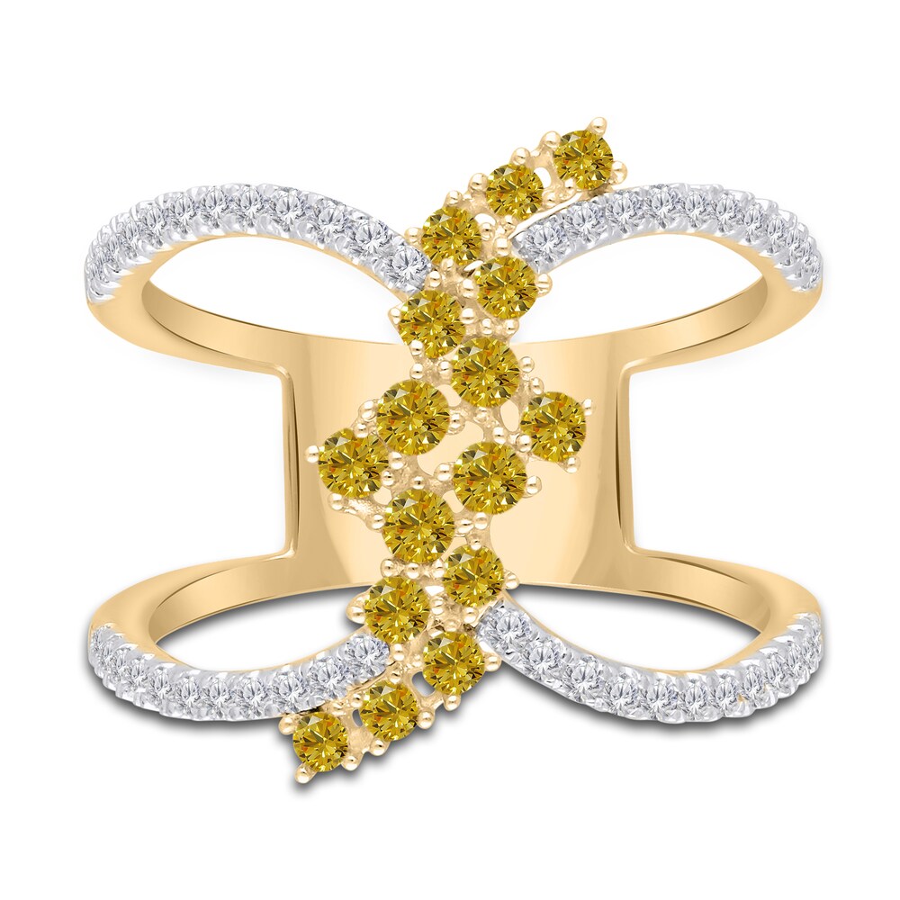 Kallati Natural Yellow Diamond Ring 3/4 ct tw Round 14K Yellow Gold 0apGN1rh