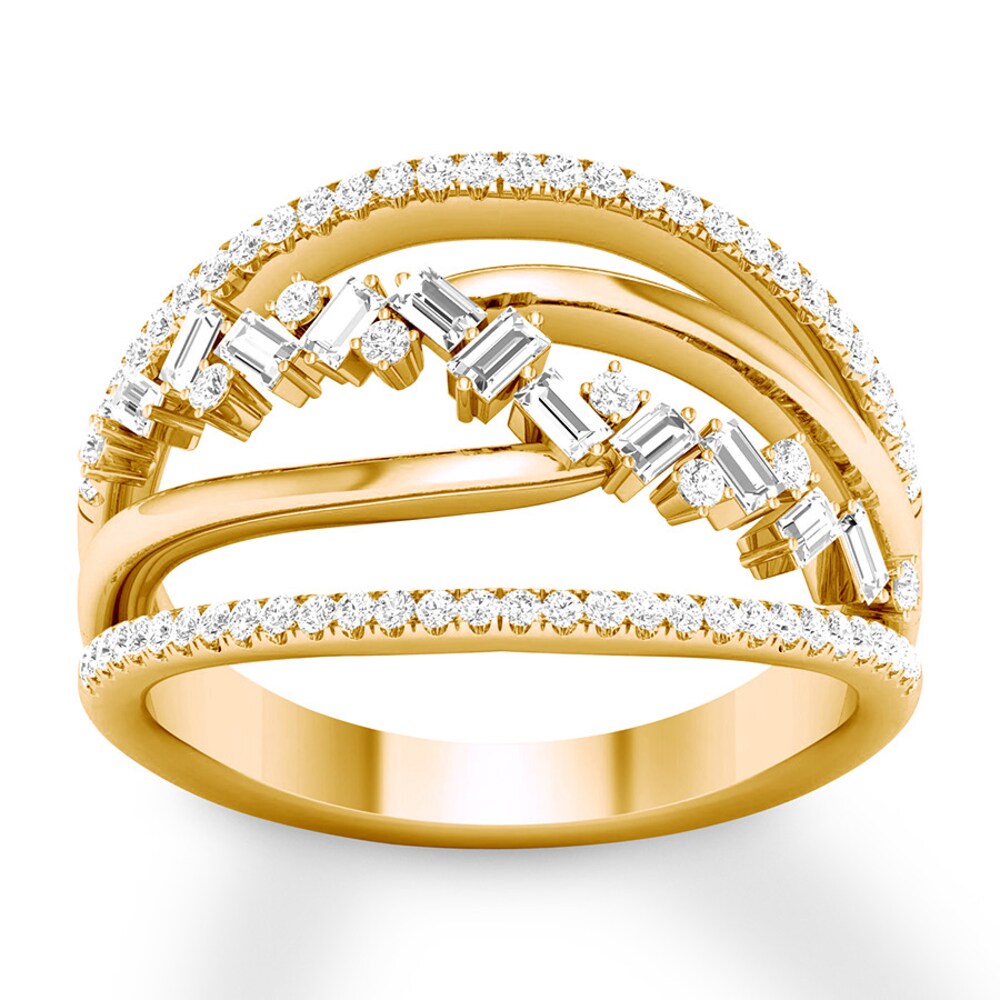 Diamond Ring 1/2 carat Baguette/Round 14K Yellow Gold 0ciba2se