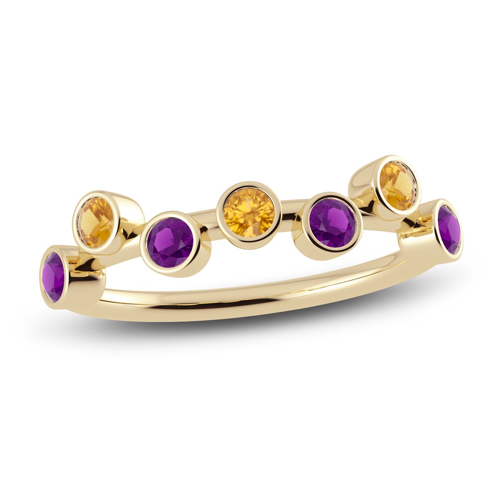 Juliette Maison Natural Amethyst & Natural Citrine Ring 10K Yellow Gold 0fHlyWEm