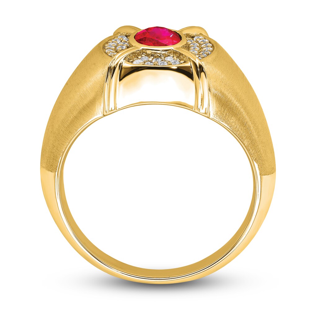 Men\'s Natural Ruby Ring 1/5 ct tw Round 14K Yellow Gold 0flZgSd9