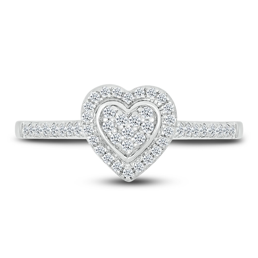 Diamond Heart Ring 1/5 ct tw Round 10K White Gold 0v7QokdY