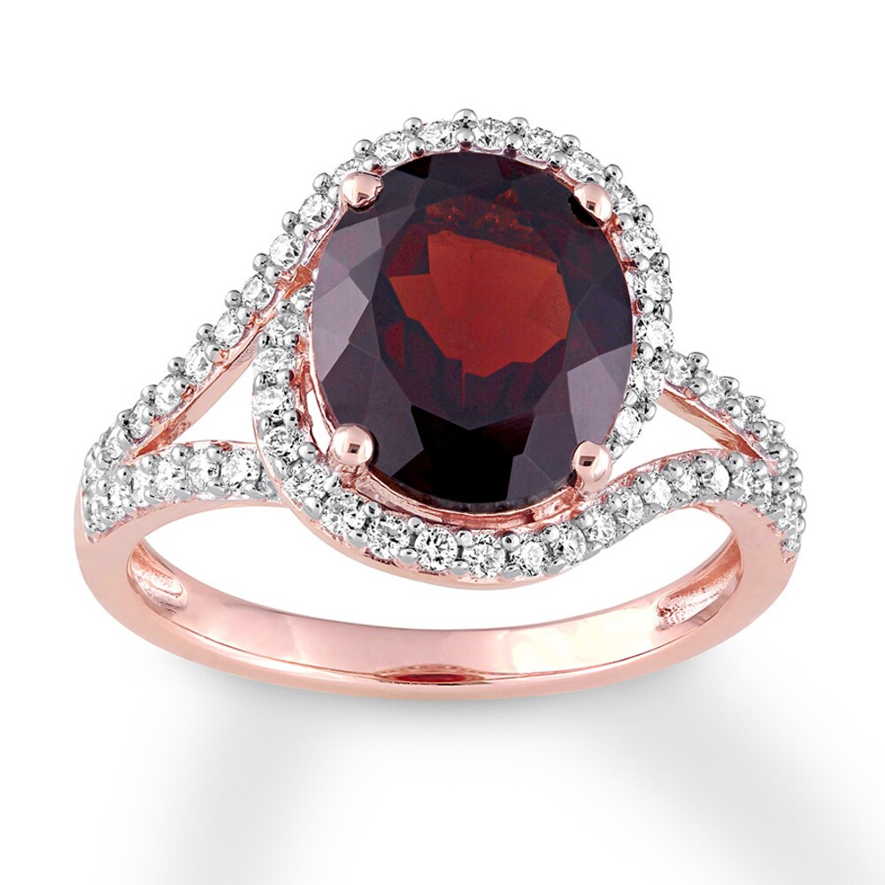 Garnet Ring 1/2 carat tw Diamonds 14K Rose Gold 0x5Zkc8p
