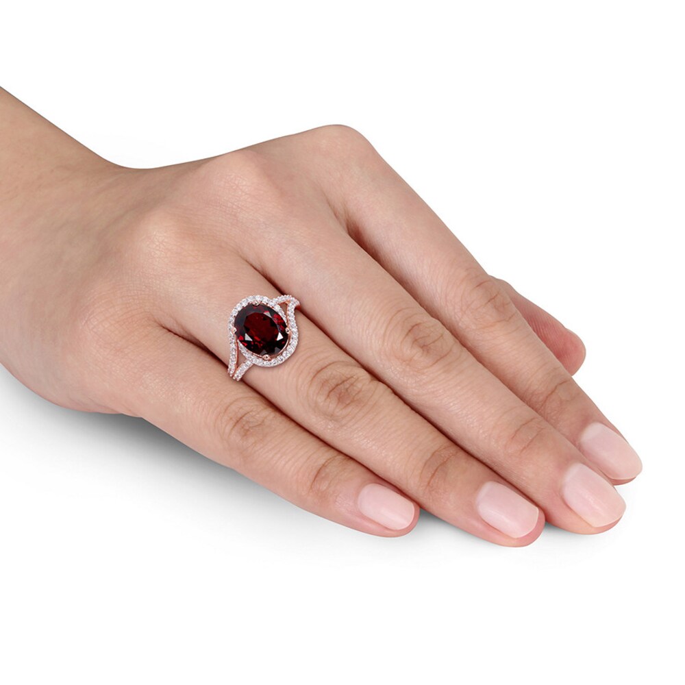 Garnet Ring 1/2 carat tw Diamonds 14K Rose Gold 0x5Zkc8p