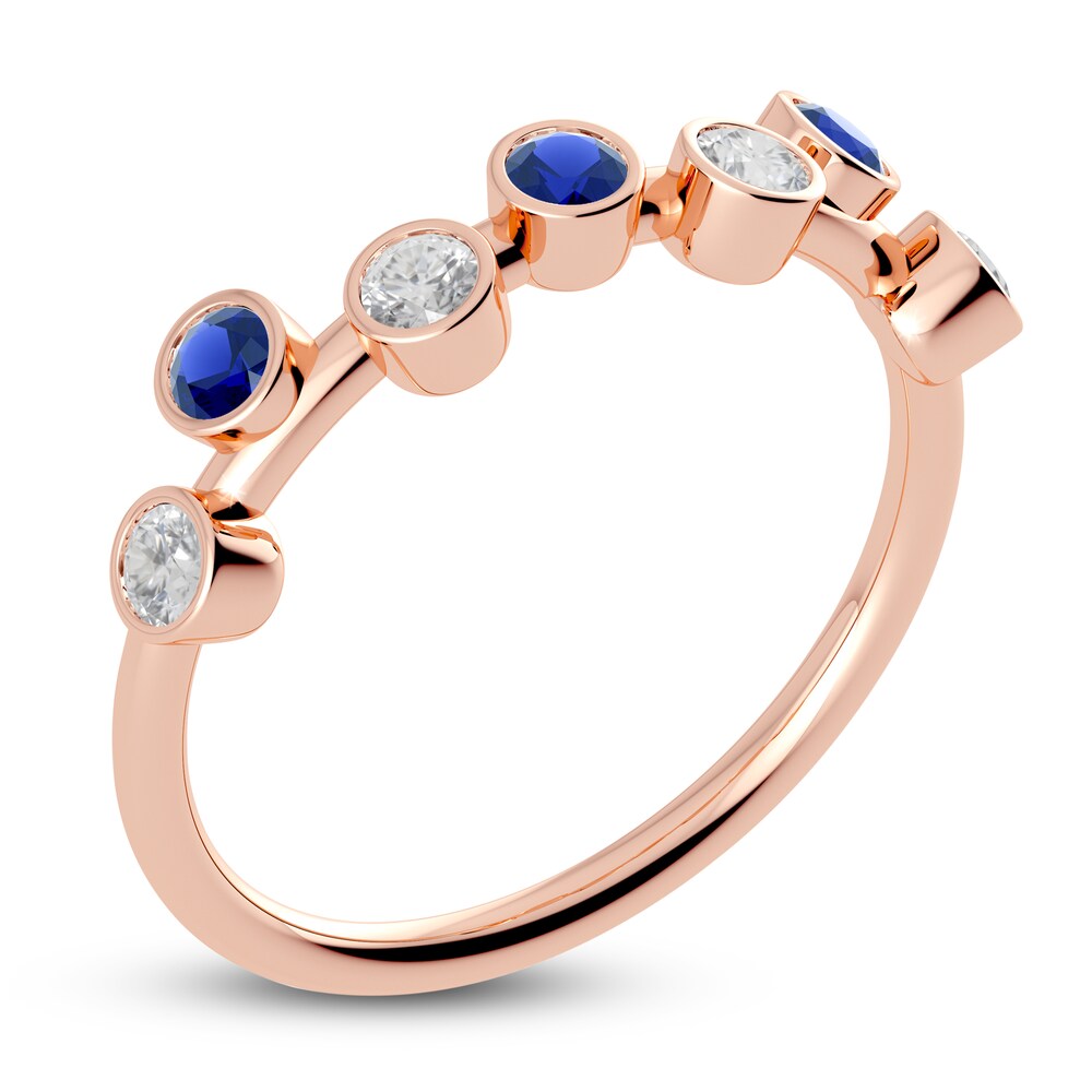 Juliette Maison Natural White Sapphire & Natural Blue Sapphire Ring 10K Rose Gold 0yANbwrb