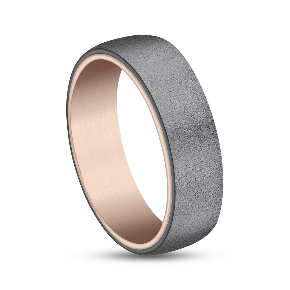 Textured Wedding Band 14K Rose Gold/Tantalum 6.5mm 0zHTVZAA