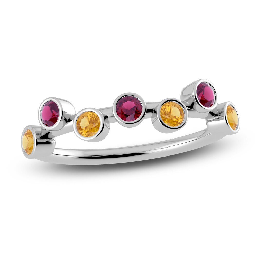 Juliette Maison Natural Rhodolite Garnet & Natural Citrine Ring 10K White Gold 12q969HJ [12q969HJ]