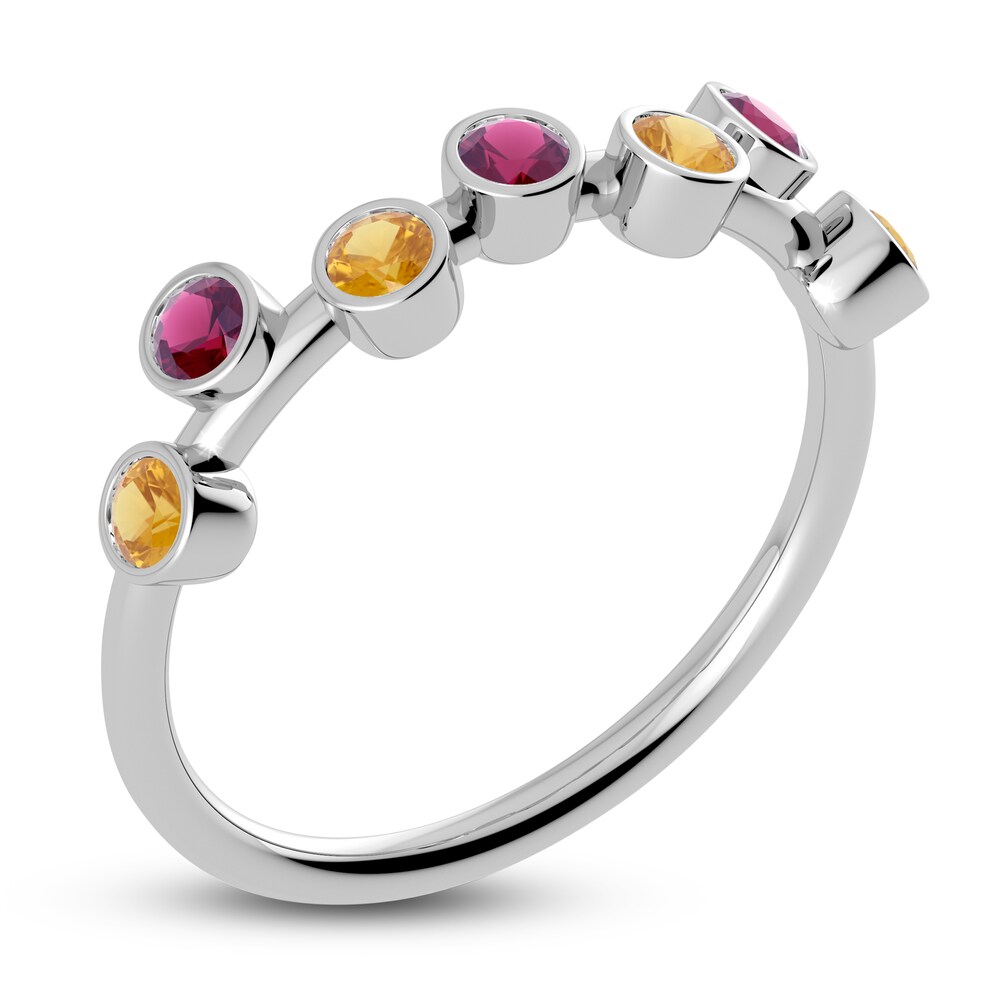 Juliette Maison Natural Rhodolite Garnet & Natural Citrine Ring 10K White Gold 12q969HJ