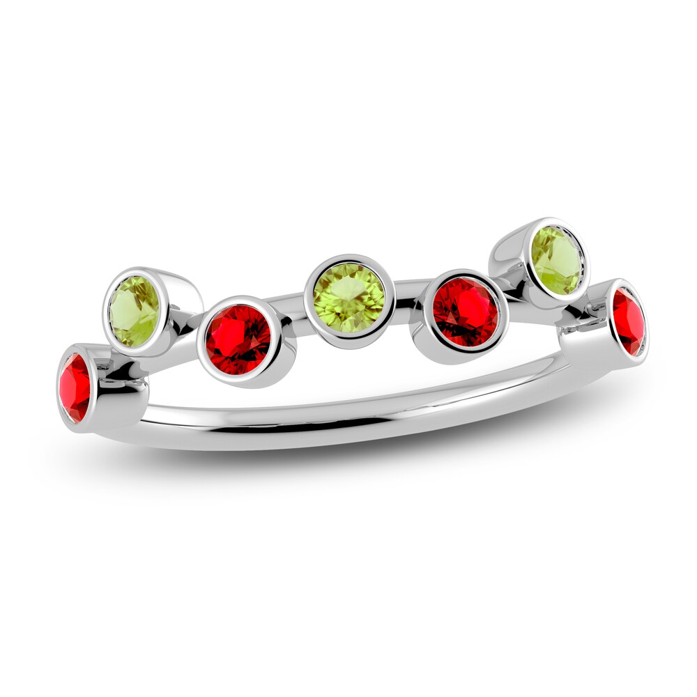 Juliette Maison Natural Ruby & Natural Peridot Ring 10K White Gold 13LQ6eeh [13LQ6eeh]