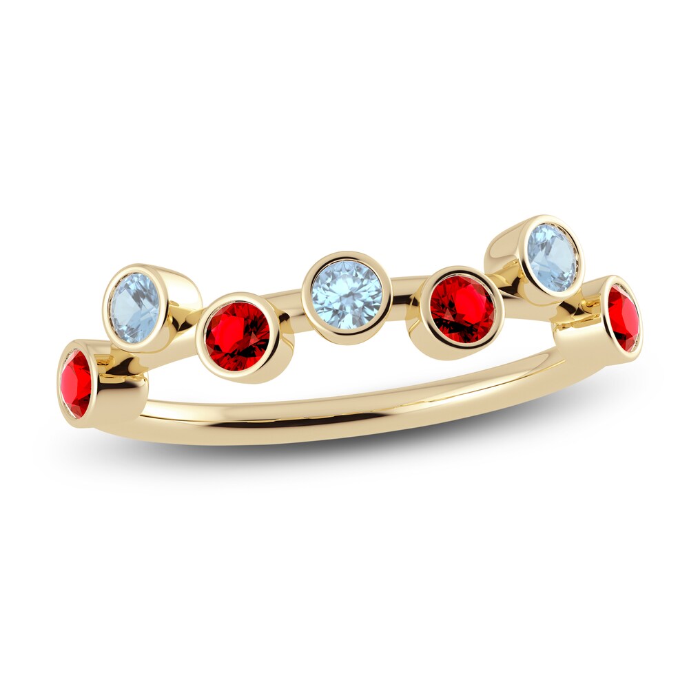 Juliette Maison Natural Ruby & Natural Aquamarine Ring 10K Yellow Gold 13et9ttP [13et9ttP]