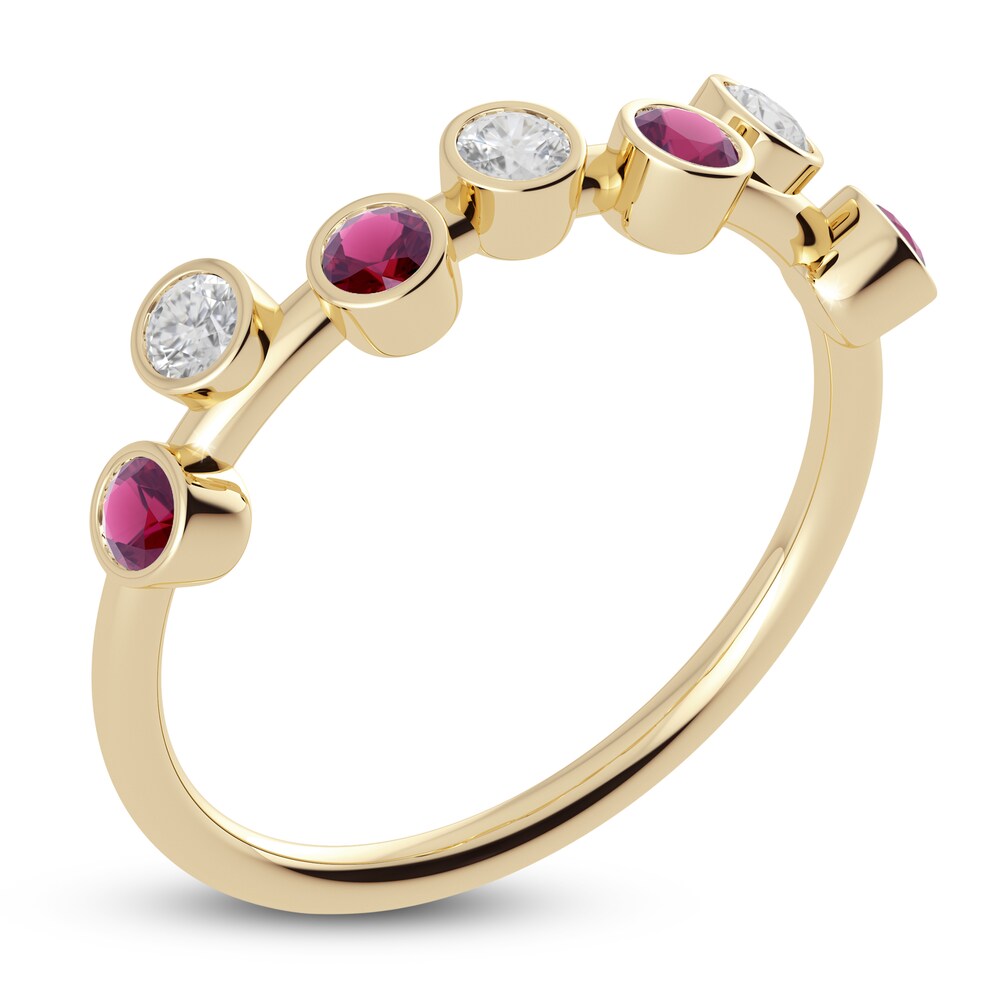 Juliette Maison Natural White Sapphire & Natural Rhodolite Garnet Ring 10K Yellow Gold 13t8KN6K