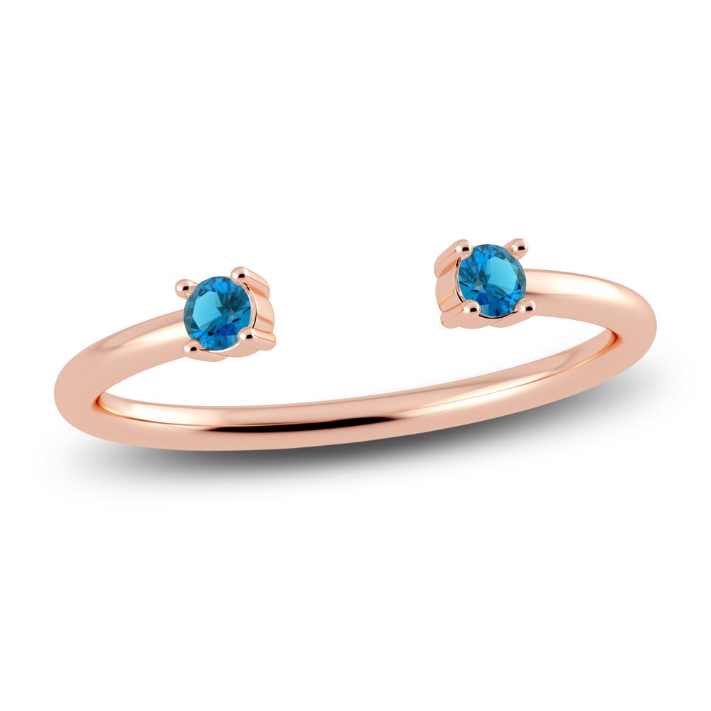 Juliette Maison Natural Blue Zircon Cuff Ring 10K Rose Gold 15g7AHyo