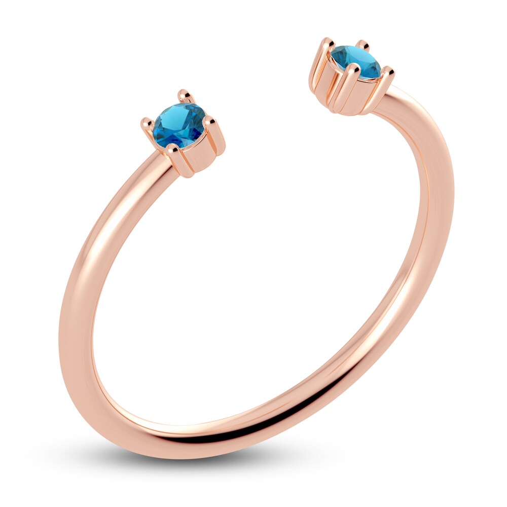 Juliette Maison Natural Blue Zircon Cuff Ring 10K Rose Gold 15g7AHyo