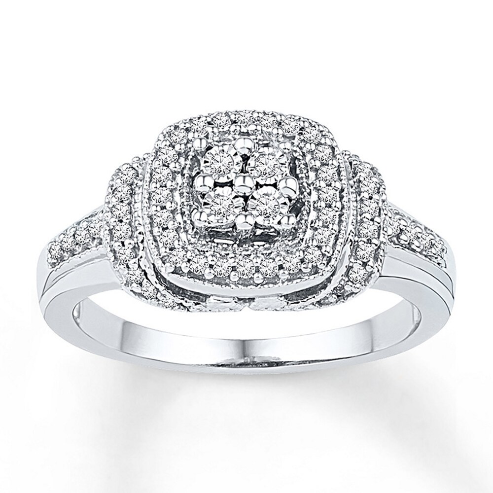 Diamond Ring 1/4 ct tw Round-cut Sterling Silver 1C0QrWsh