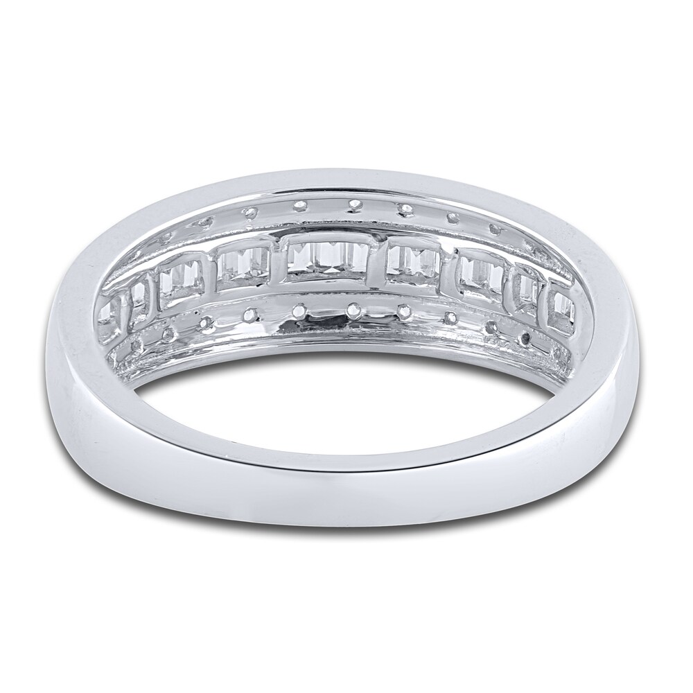 Diamond Anniversary Ring 1/4 ct tw Round/Baguette 14K White Gold 1GCp7vZg