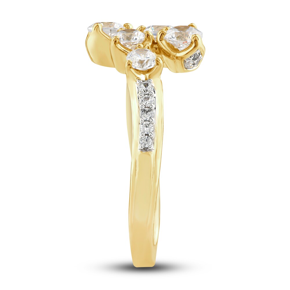 Diamond Bypass Ring 1 ct tw Round 14K Yellow Gold 1GZd5rRR