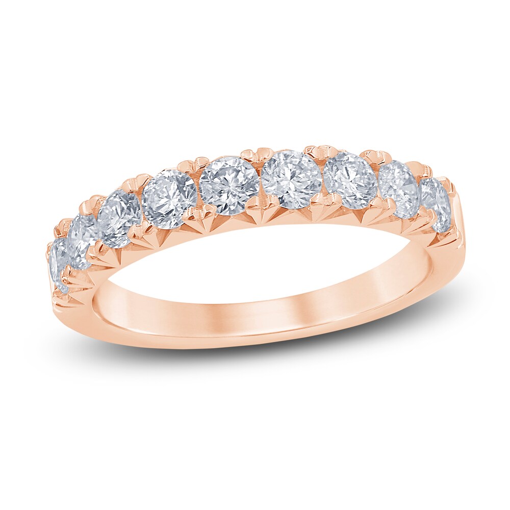 French Pave Diamond Anniversary Band 1 ct tw Round 14K Rose Gold 1LBh9paf [1LBh9paf]