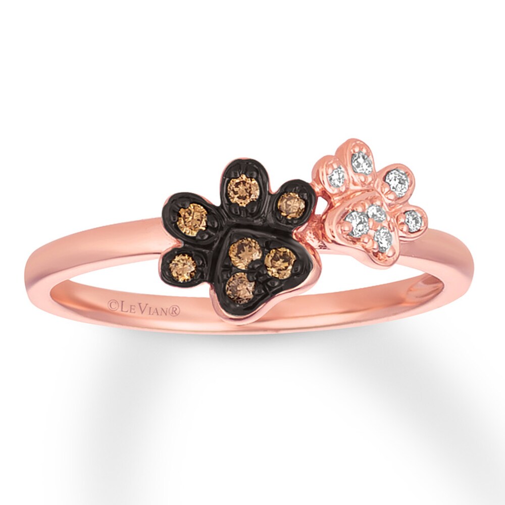 Le Vian Paw Prints Ring 1/15 ct tw Diamonds 14K Strawberry Gold 1O8t8Hg4 [1O8t8Hg4]