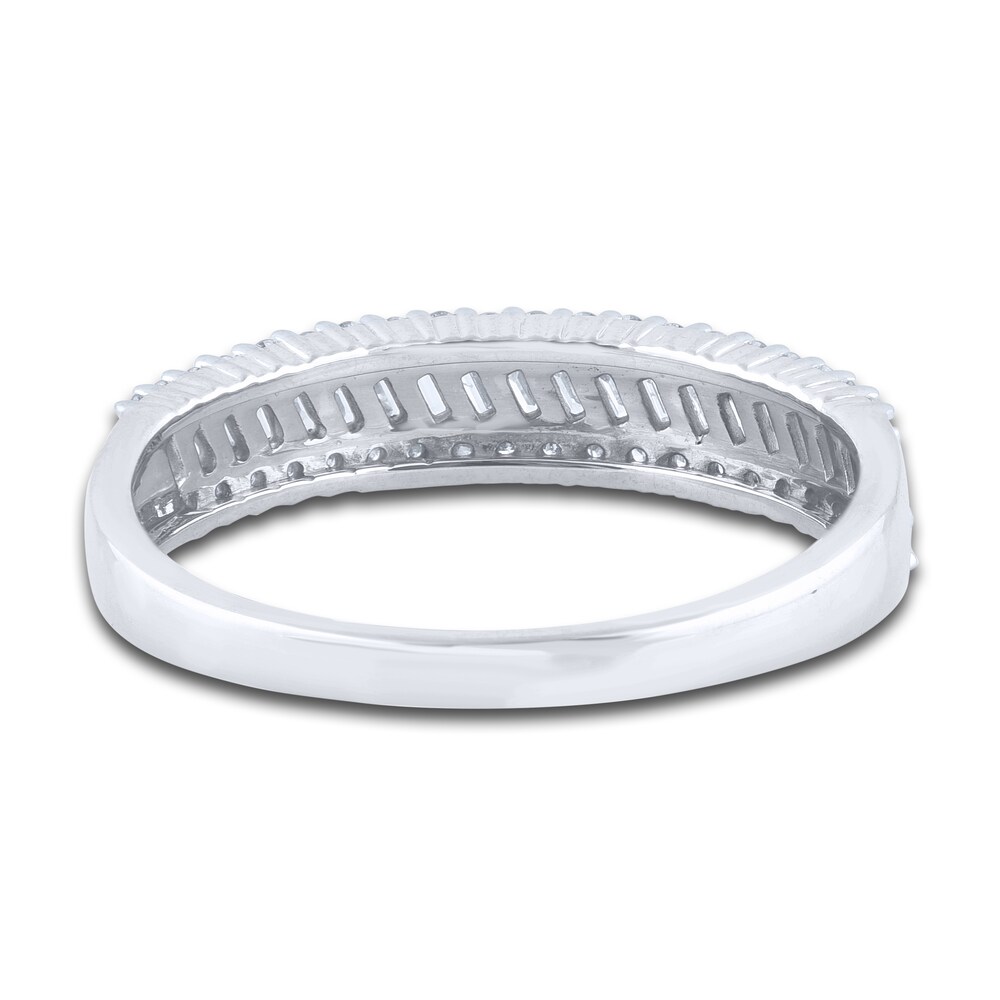 Diamond Slant Anniversary Band 1/2 ct tw Baguette/Round 14K White Gold 1ODOzqHl