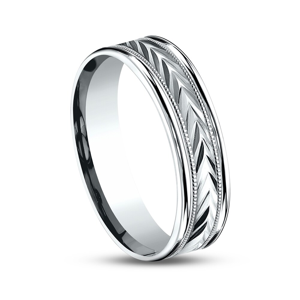 Wheat Wedding Band 10K White Gold 6mm 1PRBeXsV