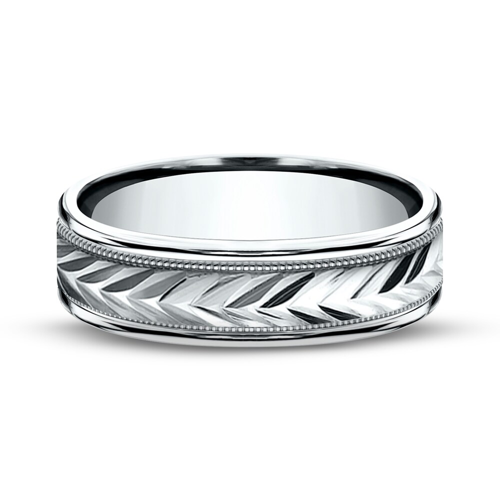 Wheat Wedding Band 10K White Gold 6mm 1PRBeXsV