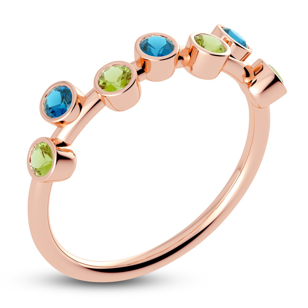 Juliette Maison Natural Peridot & Natural Blue Zircon Ring 10K Rose Gold 1SJYyh8s