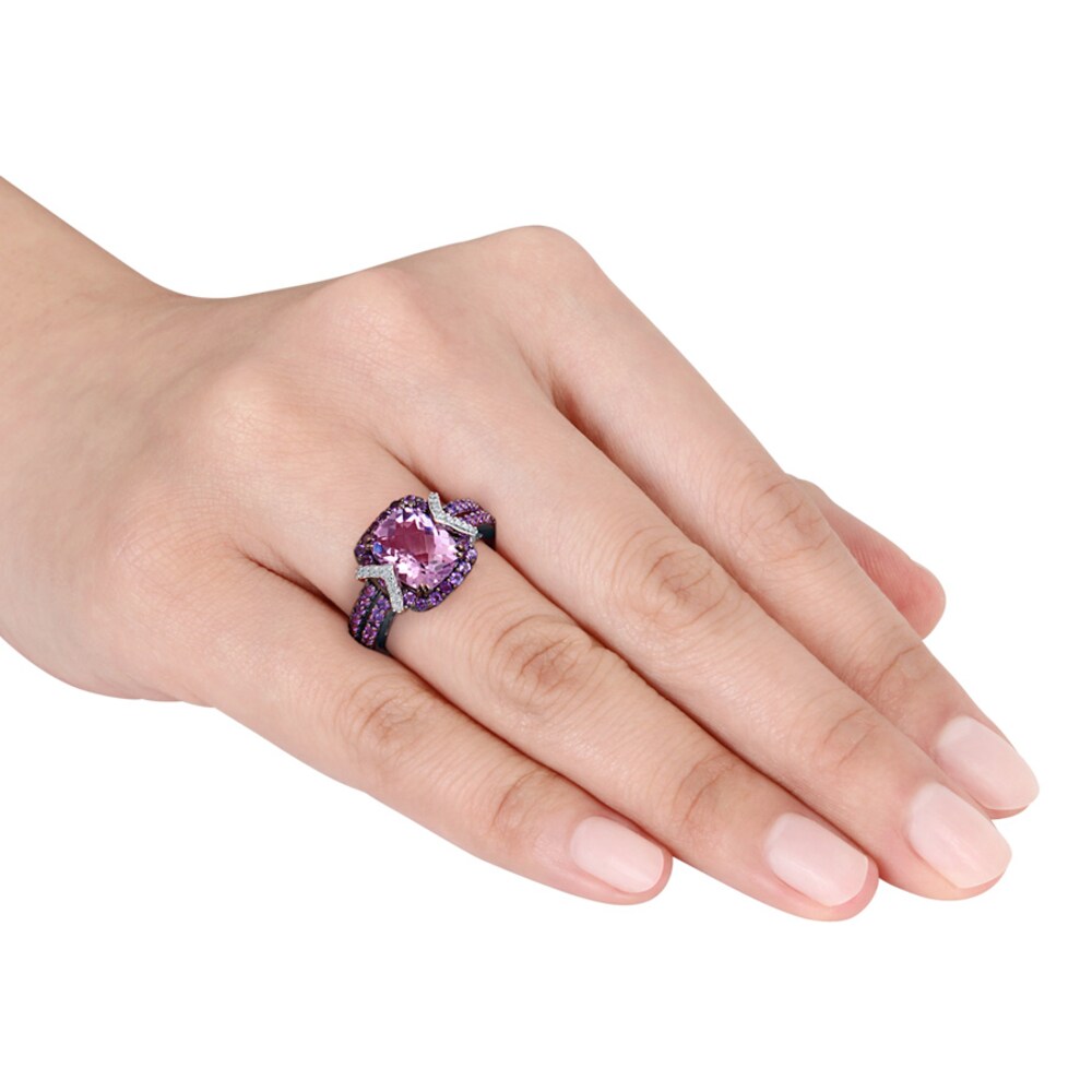 Amethyst Ring 1/10 ct tw Diamonds Sterling Silver 1WcCqkDv