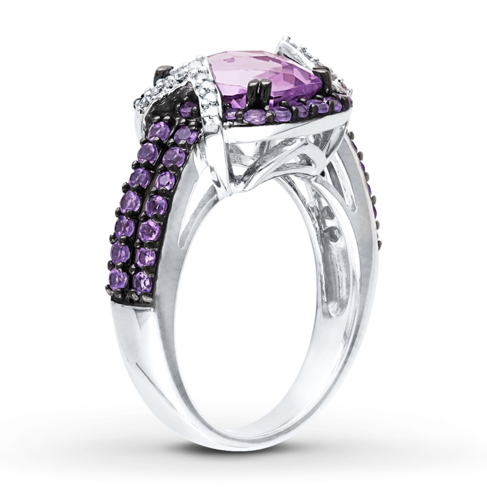 Amethyst Ring 1/10 ct tw Diamonds Sterling Silver 1WcCqkDv