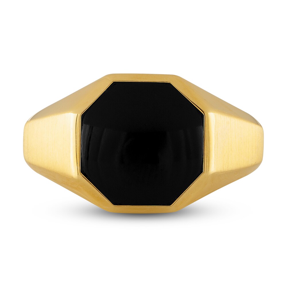 1933 by Esquire Men\'s Black Onyx Ring Sterling Silver/14K Yellow Gold 1XUyakWE