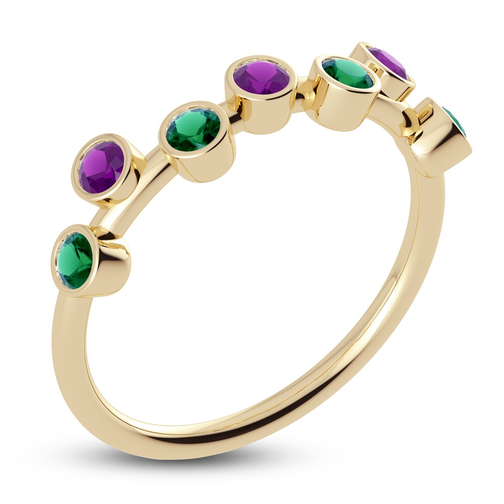 Juliette Maison Natural Amethyst & Natural Emerald Ring 10K Yellow Gold 1c7kJykr