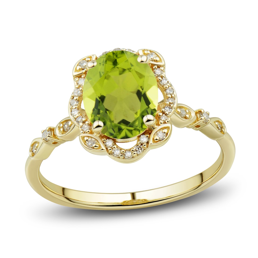 Natural Peridot Ring, Earring & Necklace Set 1/3 ct tw Emerald 10K Yellow Gold 1ejccTzc