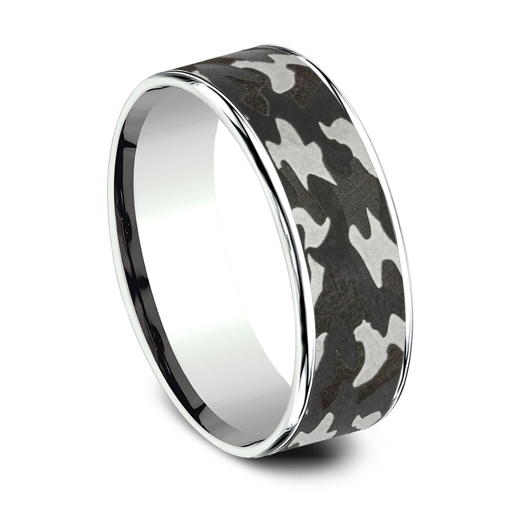 Camo Wedding Band 14K White Gold/Tantalum 7.5mm 1g30CGFW