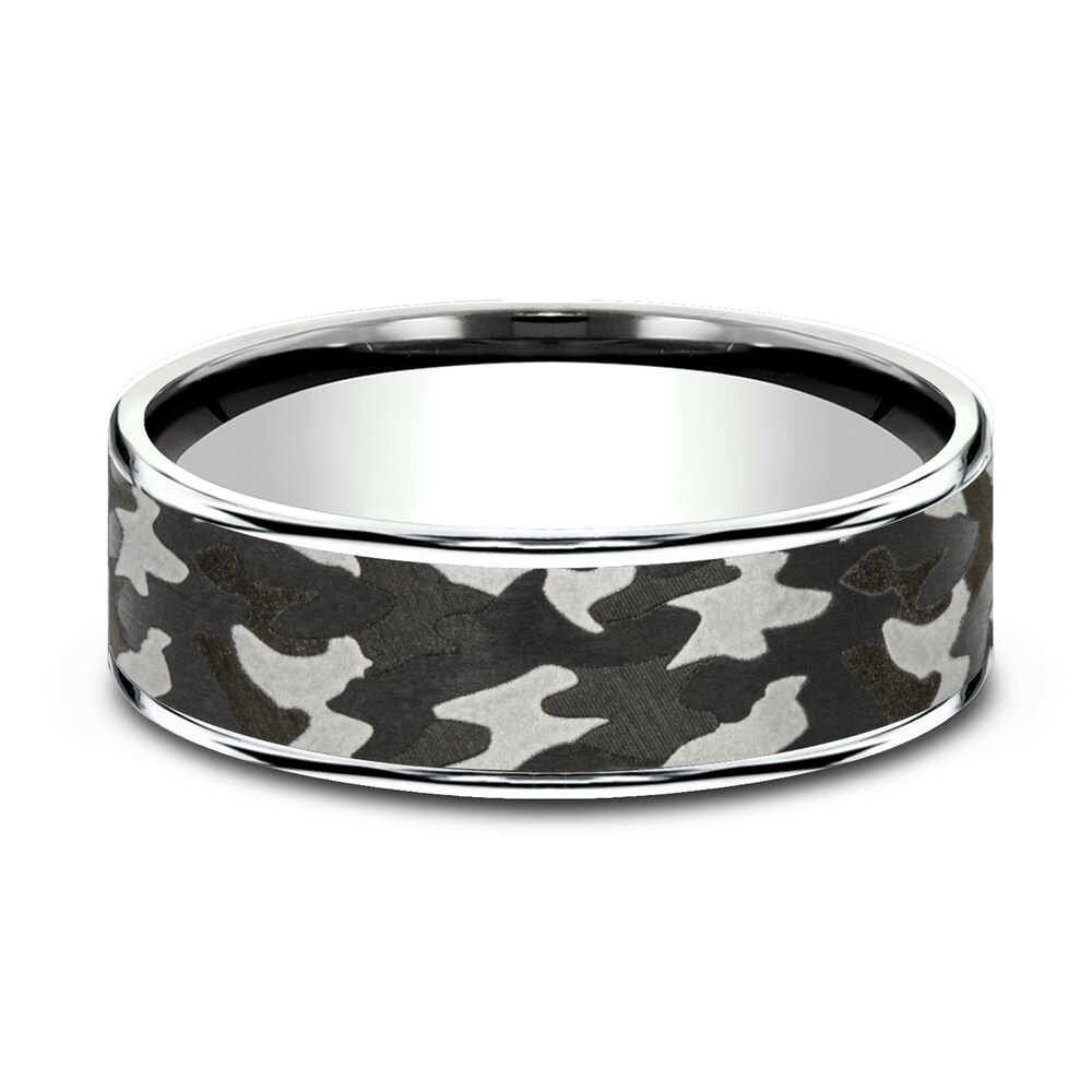 Camo Wedding Band 14K White Gold/Tantalum 7.5mm 1g30CGFW