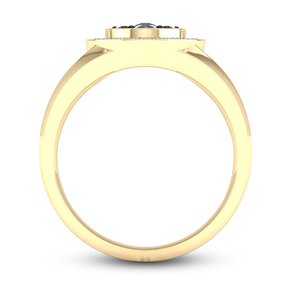 Men\'s Black Diamond Ring 3/4 ct tw Round 10K Yellow Gold 1igcXfUQ