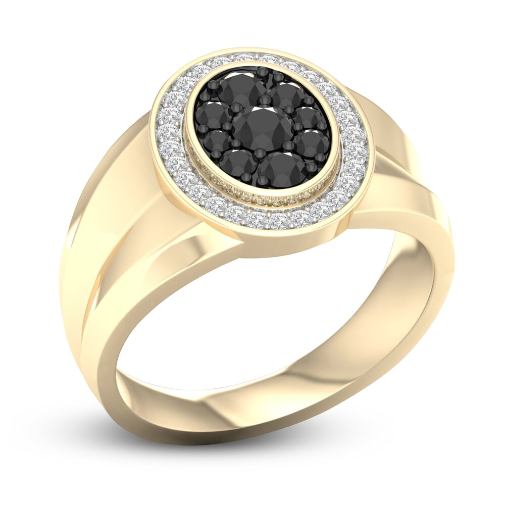 Men\'s Black Diamond Ring 3/4 ct tw Round 10K Yellow Gold 1igcXfUQ