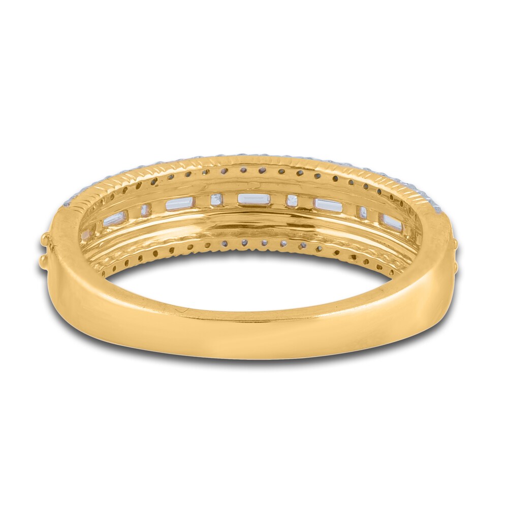 Diamond Multi-Row Anniversary Band 1/2 ct tw Round/Baguette 14K Yellow Gold 1inDyqNw