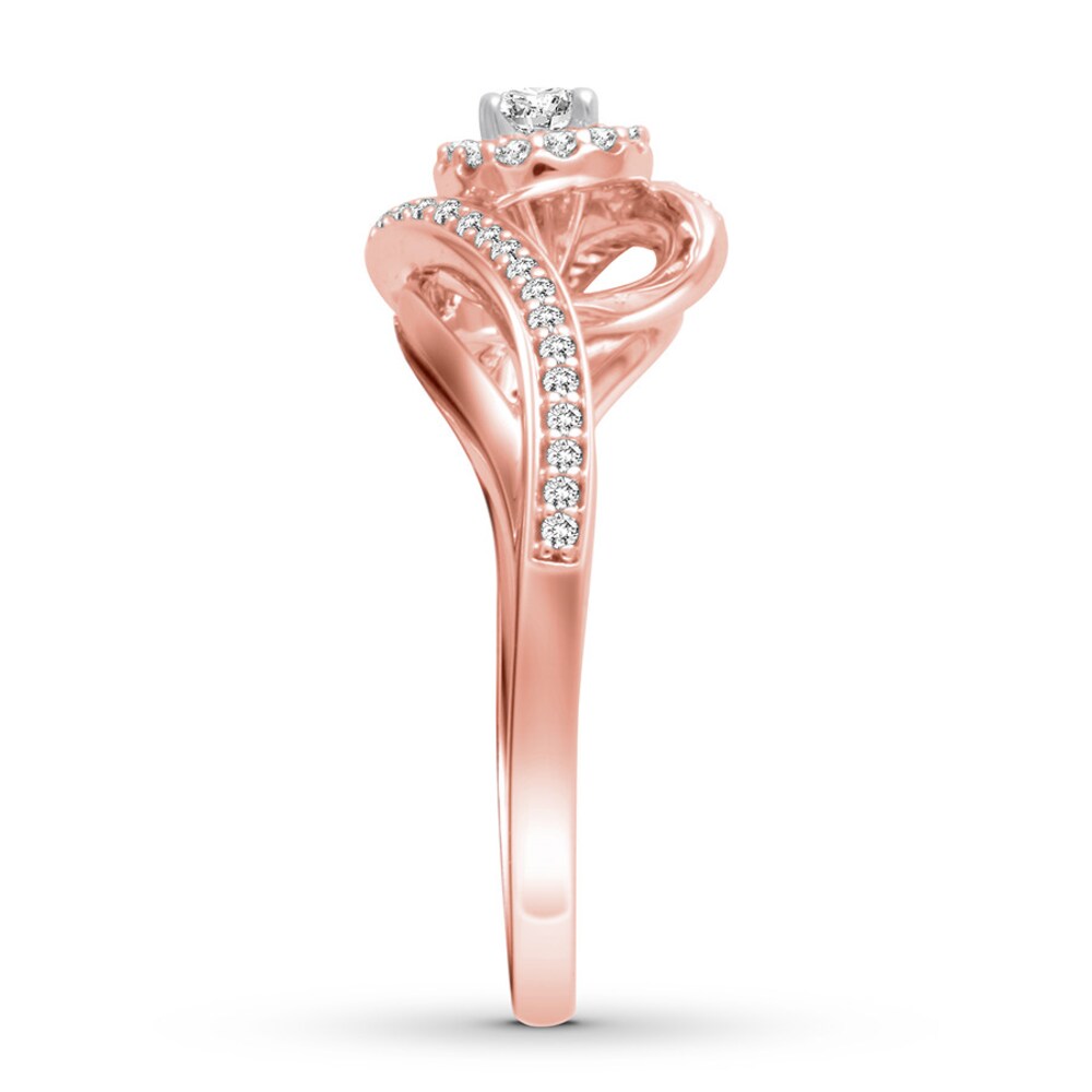 Diamond Promise Ring 1/3 ct tw Round 10K Rose Gold 21dqKvIe