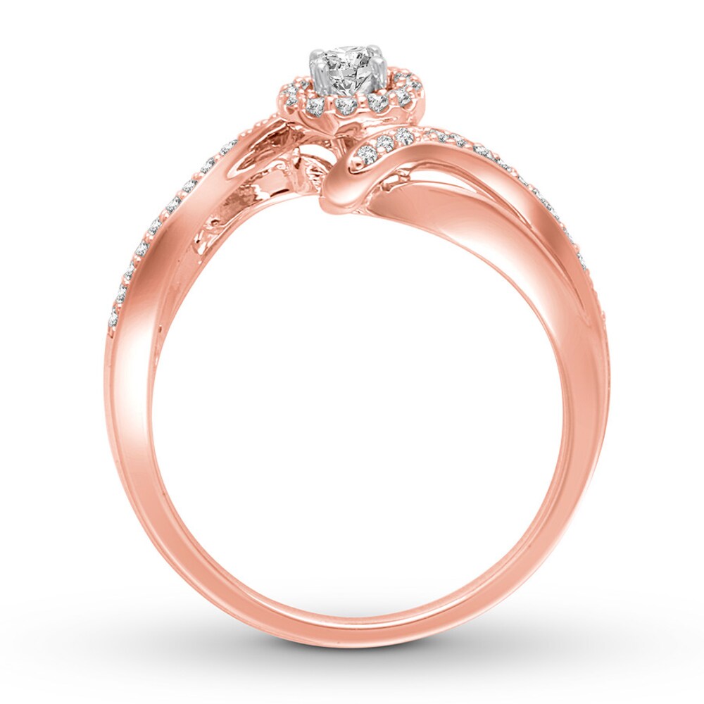 Diamond Promise Ring 1/3 ct tw Round 10K Rose Gold 21dqKvIe