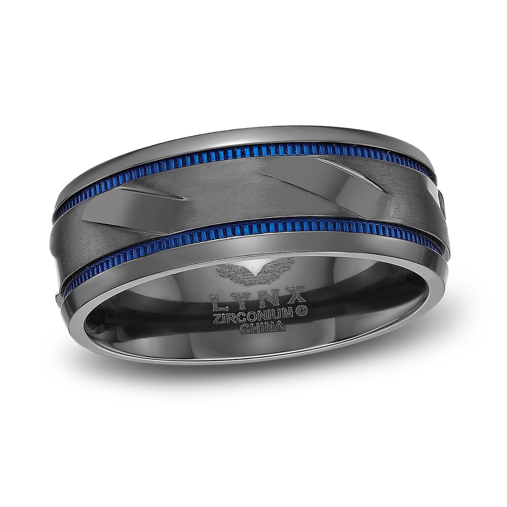 Men\'s Wedding Band Black Zirconium/Blue Ion-Plating 8.0mm 2EyRVPY2