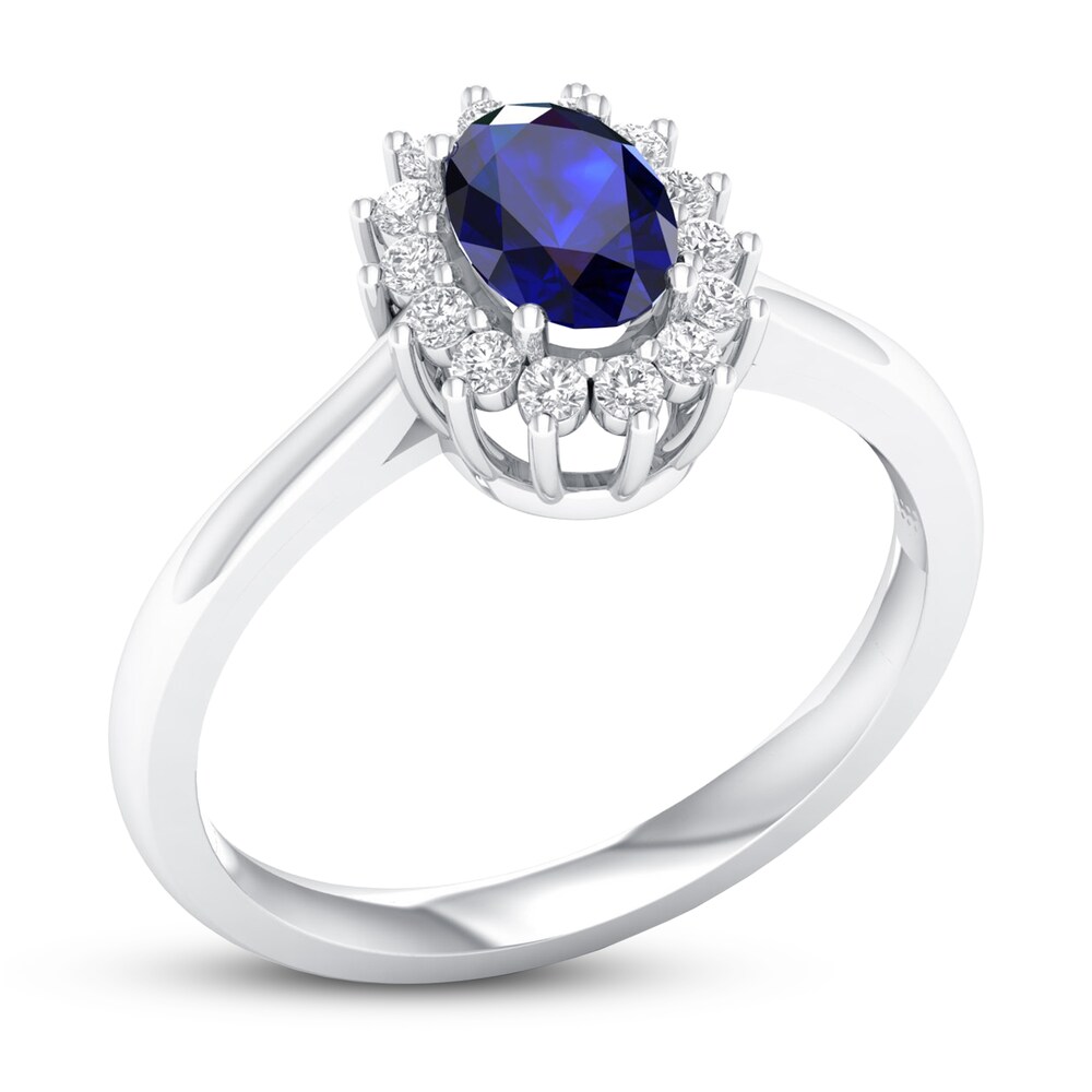 Blue Sapphire Ring 1/5 ct tw Diamonds 10K White Gold 2ITN1zug