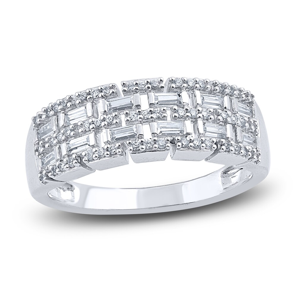 Diamond Anniversary Band 1/2 ct tw Round/Baguette 14K White Gold 2Kop0M76